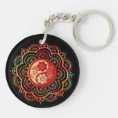 Rot & Gold Mandala Schlüsselanhänger (Rückseite)