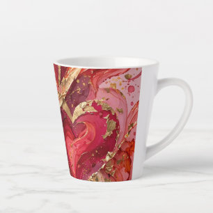 Rot & Gold Marmor Design Latte Tasse