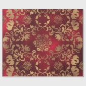 Rot-Gold-Metallic-Glamour-Muster Geschenkpapier (Flach)
