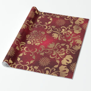Rot-Gold-Metallic-Glamour-Muster Geschenkpapier