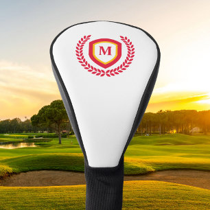 Rot-Gold-Monogram-Logo-Wappen Golf Headcover