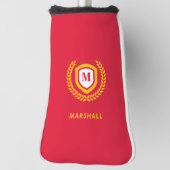 Rot-Gold-Monogram-Logo-Wappen Golf Headcover (Rotieren 90)