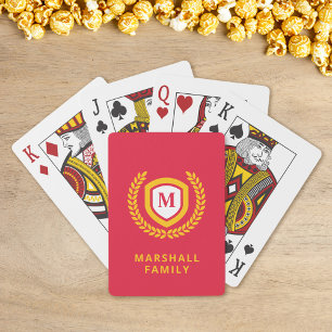 Rot-Gold-Monogram-Logo-Wappen Spielkarten