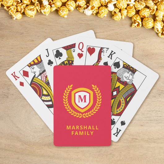 Rot-Gold-Monogram-Logo-Wappen Spielkarten