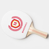 Rot-Gold-Monogram-Logo-Wappen Tischtennis Schläger (Seitenansicht)