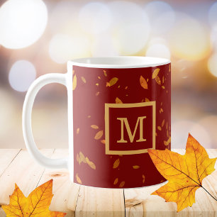 Rot-Gold-Monogramm-Initial Kaffeetasse