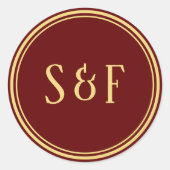 Rot-Gold-Monogramm-Umschlag Aufkleber (Vorderseite)