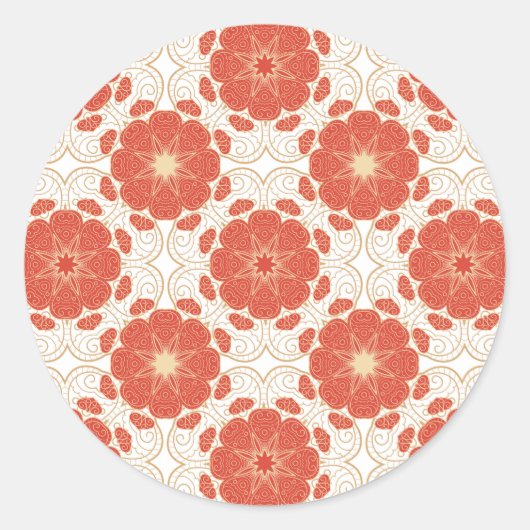 Rot-Gold-Muster Runder Aufkleber (Vorderseite)