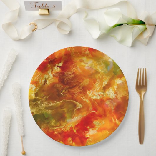 Rot, Gold, Orange, Farbtafel Pappteller (Hochzeit)