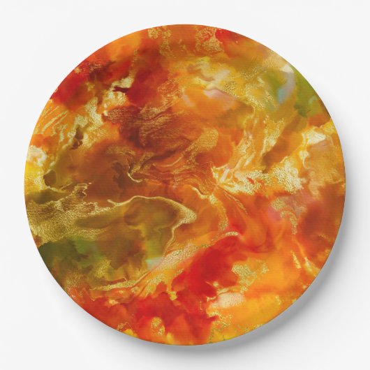 Rot, Gold, Orange, Farbtafel Pappteller (Vorderseite)