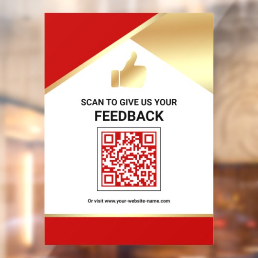 Rot Gold QR Code Kundenfeedback Bewertung Fensteraufkleber (Blatt 2)