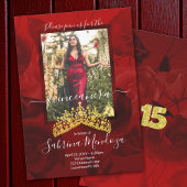 Rot, Gold Quinceanera Kristall Tiara Einladung