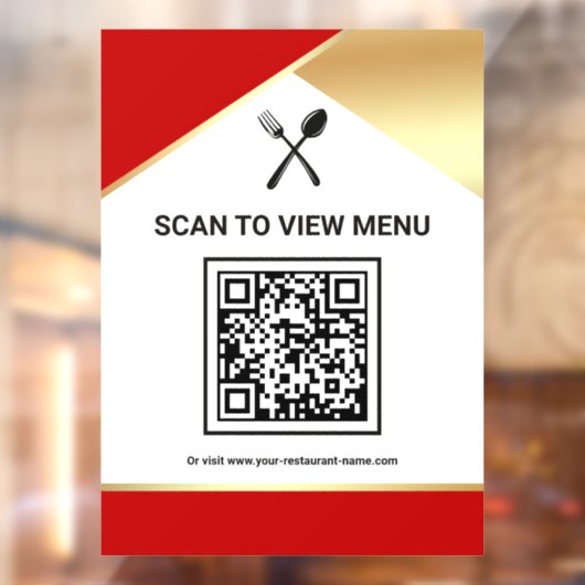Rot Gold Restaurant Digital QR-Code-Menü Fensteraufkleber (Blatt 2)
