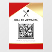 Rot Gold Restaurant Digital QR-Code-Menü Fensteraufkleber (Blatt)