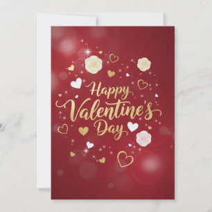 Rot & Gold Romantik für Ihren Valentinstag Feiertagskarte