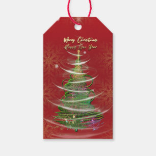 Rot & Gold Schneeflocken-Feiertags-Geschenkanhänge Geschenkanhänger