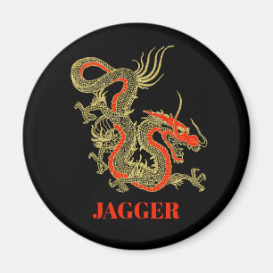 Rot Gold Schwarz Fantasy Chinesischer Drache Magnet