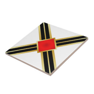 Rot Gold Schwarz Karo Fliese