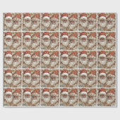 Rot & Gold - Schwarzer Rococo Weihnachtsmann Geschenkpapier (Flach)