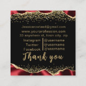 ROT & GOLD SHIMMER SATIN BORDERS CUSTOM MONOGRAM QUADRATISCHE VISITENKARTE (Rückseite)