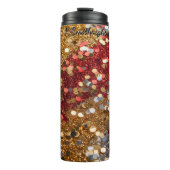 Rot Gold Silber Glitter Konfetti Thermosbecher (Vorderseite)
