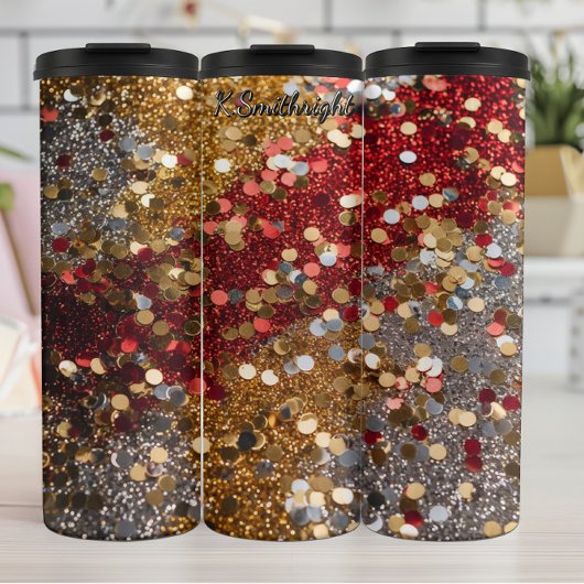 Rot Gold Silber Glitter Konfetti Thermosbecher
