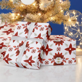 Rot-Gold-Skandinavien-Kaleidoskopmuster Geschenkpapier