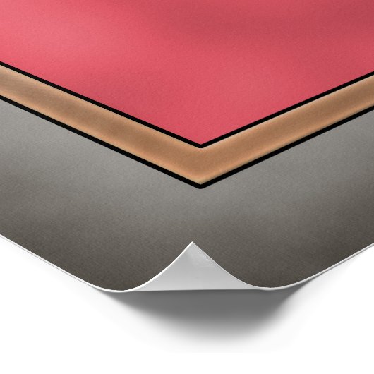 Rot, Gold, Türkis Cyberpunk Art Deco Design Poster (Ecke)