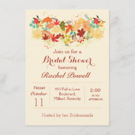 Rot, Gold und braunes herbstliches Blätter Einladung