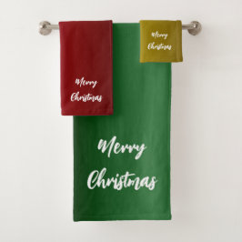 Rot, Gold und grüne Weihnachten Badhandtuch Set