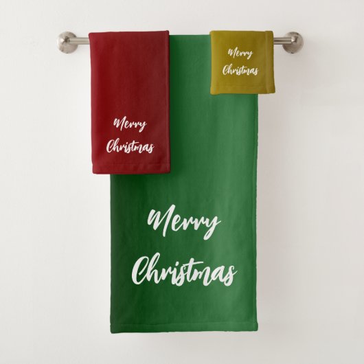 Rot, Gold und grüne Weihnachten Badhandtuch Set (Insitu)