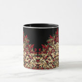 Rot Gold und Schwarz Damast  Tasse (Zentrum)