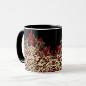 Rot Gold und Schwarz Damast  Tasse (Vorderseite Links)