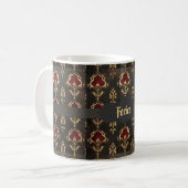 Rot Gold und Schwarz Gotischer Damast Kaffeetasse (Vorderseite Links)