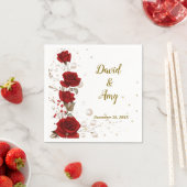 Rot, Gold und Weiß elegante Hochzeitsnapkins Serviette (Beispiel)