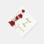 Rot, Gold und Weiß elegante Hochzeitsnapkins Serviette (Ecke)