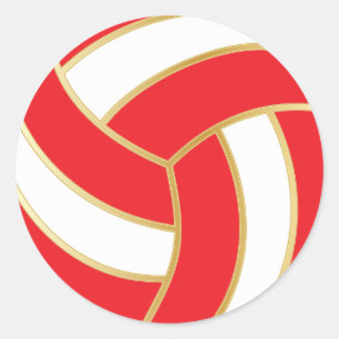 Rot, Gold und Weißer Volleyball Runder Aufkleber