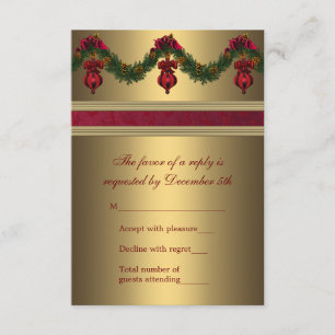 Rot-Gold-Weihnachtsfeier-Zusage RSVP Karte