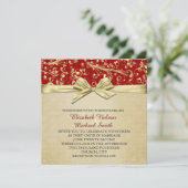 Rot/Gold Weihnachtsfeiertag Damaskus Einladung (Stehend Vorderseite)