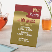 Rot & Gold, Weihnachtsmann Besuchsstunden Sockelschild (In Situ)