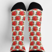 Rot-Gold-Weihnachtspoinsettia-Muster Socken (Oben)