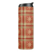 ROT & GOLD WINTER SNOWFLAKE KARIERTE MUSTER THERMOSBECHER (Nach links gedreht)