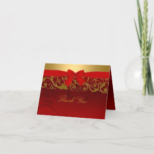 Rot-Gold-Wirbel & Schleife Danke Karte