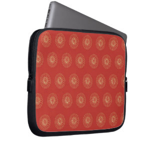 Rot Golden Zinnien-Blütenmedaillons Laptopschutzhülle