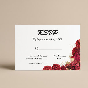 Rot-goldene florale Hochzeits-RSVP-Karte RSVP Karte