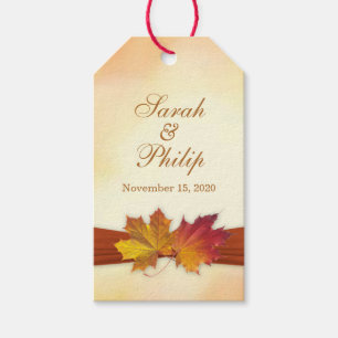 Rot, goldene Herbstblätter Hochzeit Danke, Geschen Geschenkanhänger