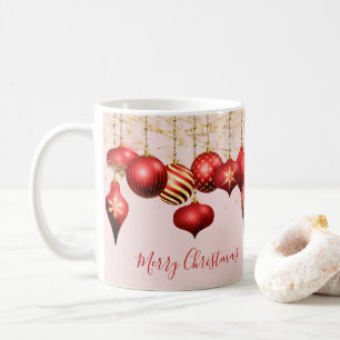 Rot goldene Ornamente Frohe Weihnachten Kaffeetasse