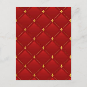 Rot-goldener Jugendstil-Muster Postkarte