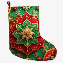 Rot goldener Weihnachtsstrumpf