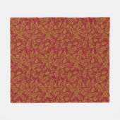 Rot-goldenes Blumenmuster Fleecedecke (Vorderseite (Horizontal))